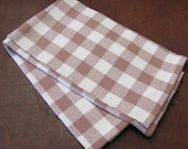 Country Cottage Kitchen Chef's Towel, Handwoven Antique Rose & Ivory Check Cotton, Shabby Chic Rustic Farmhouse Home Decor, Spring, Mother