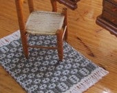 Gray Miniature Dollhouse Rug, Handwoven Mini Door Mat, Small Carpet, Doll House Home Decor Textile, Mini Hobby Model Collector