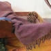 Urban Rustic Scarf, Hand Woven Walnut Brown Cotton & Wine Berry Alpaca, Herringbone Border, Mens, Womens, Spring, Fall, Winter Fashion