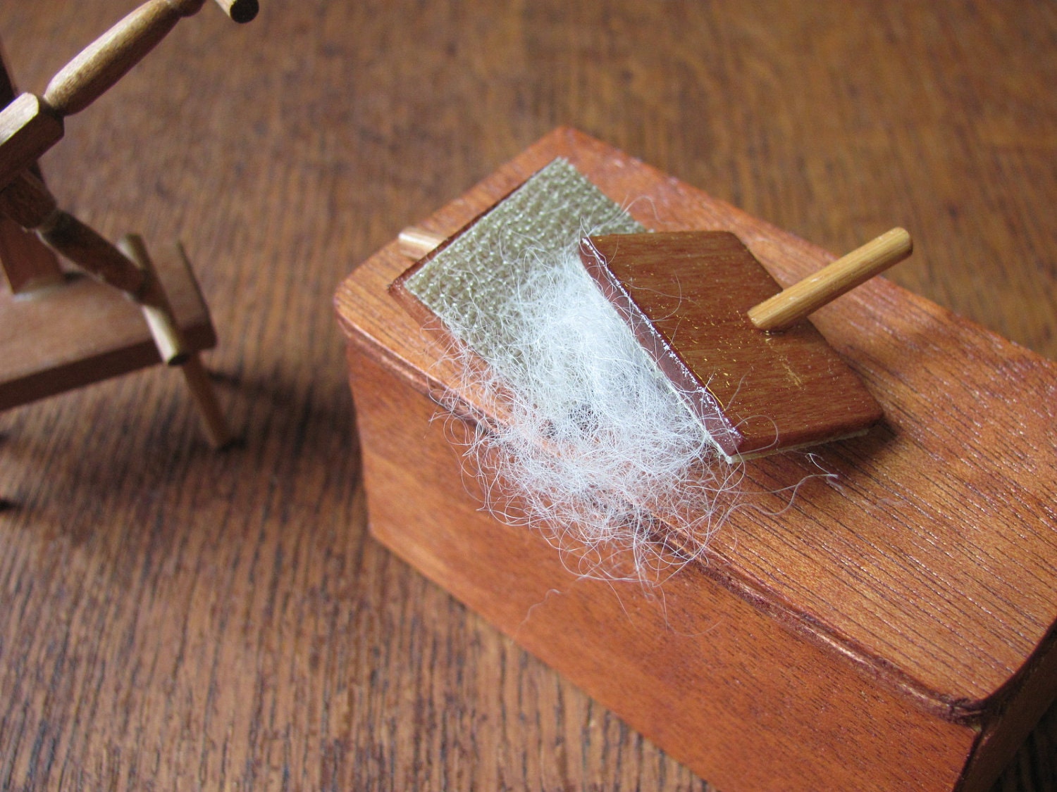Miniature Hand Cards Set for Wool Combing, for the Fiber Arts Enthusiast, Traditional, Rustic, Historical Mini Dollhouse Textile Studio