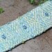 Cuff Bracelet or Anklet, Hand Woven Turquoise, Lime & Ivory Cotton, Glass Beading, Bohemian, Folk, Tribal, Fiber Art Fashion