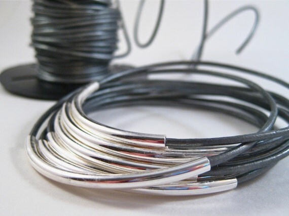 Leather Bangles Skinny Silver Set of 10 Stacking Bangle Bracelets Best Seller Amy Fine Design