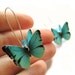 Teal Blue Paper Butterfly Earrings
