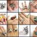 Mexican Sugar Skull Jewelry - Silver Two Finger Rings Day of the Dead