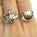 Teacup Rings - Mother Daughter Matching Set Double Finger Ring Set Best Friend Rings