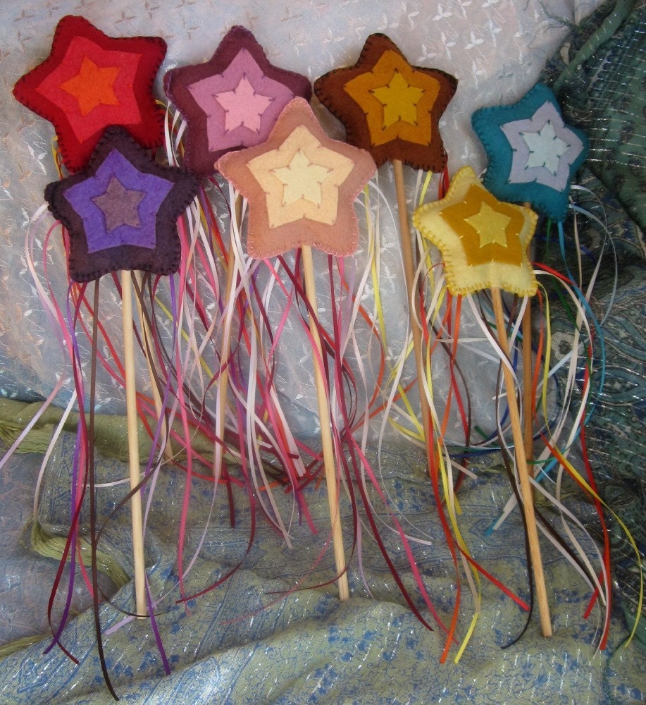 Magic STAR wand, wool felt, wool stuffed CUSTOM COLORS