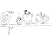 4 birds on a branch