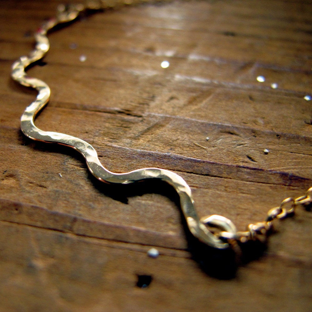 I'm Hammered Gold Necklace - 14K Gold FILLED Handmade Wavy Necklace