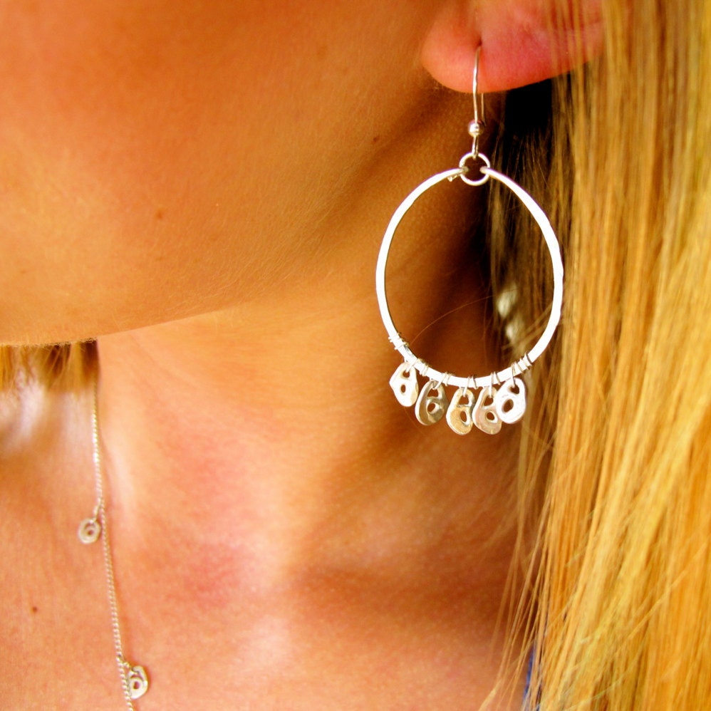 Silver Coin Hoops - Hand Fused Sterling Silver Hoops