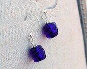 Venetian glass earrings, cobalt blue earrings, small twist earrings, Venetian glass by Dolce Beada, petite earrings