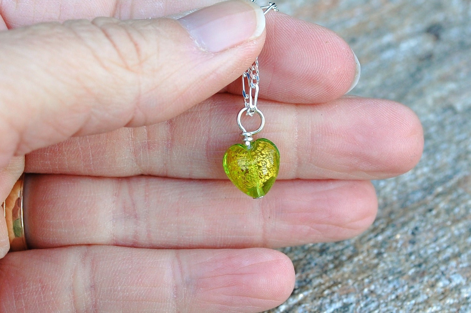 Venetian heart necklace, heart jewelry, flower girl jewlery, small heart charm necklace, Venetian glass jewelry by Dolce Beada
