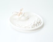 Ring  Bearer , Wedding  Ring Dish ,Commitment Ceremony ,White Flowers- Free Gift Wrapping