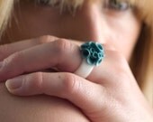 Baja Porcelain Ring - Turquoise and White Ring