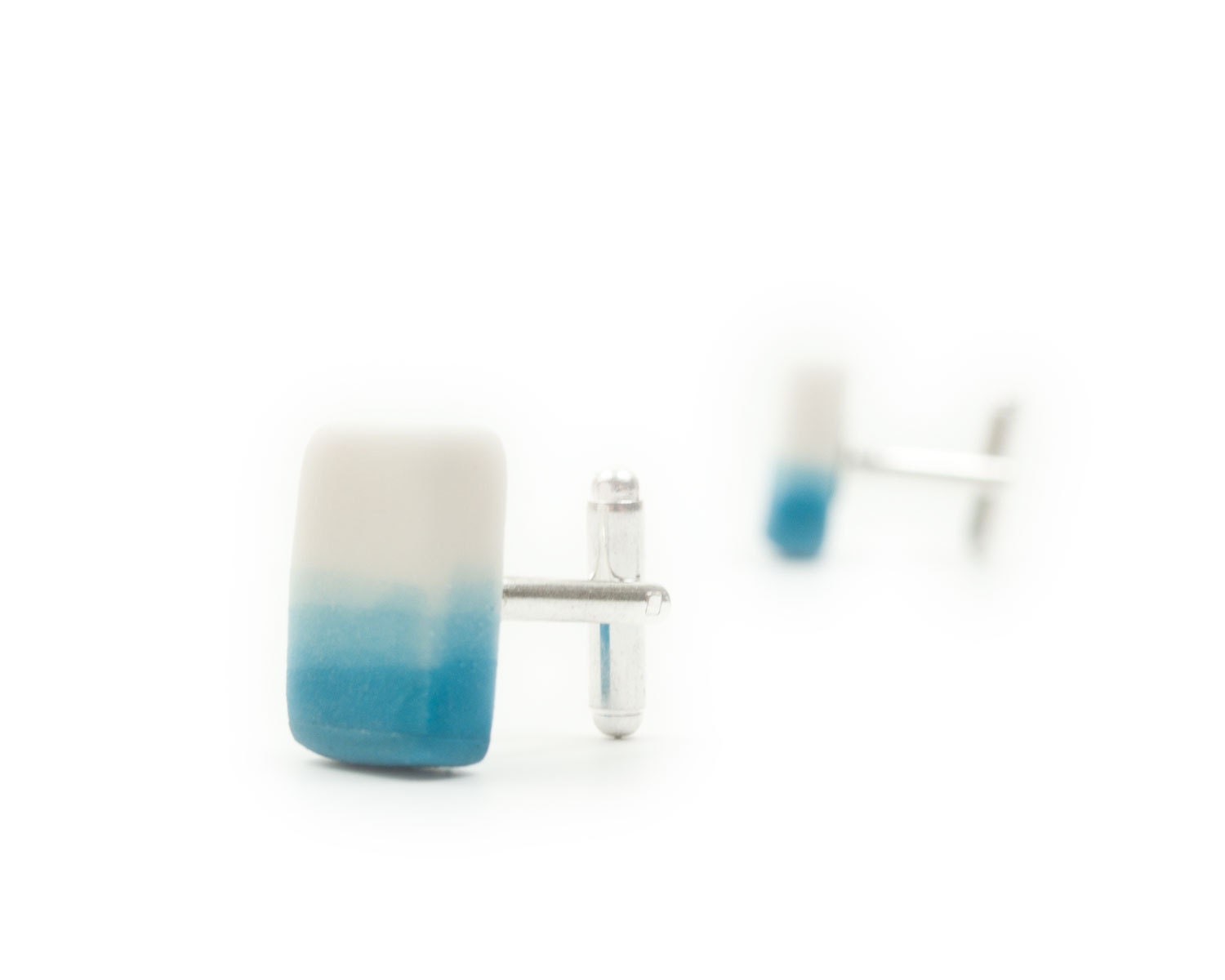 El Mar Ombré Porcelain  Cufflinks,White and Sky Blue- Free Gift Wrapping