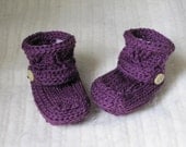 Crochet Baby Booties - 3 to 6 Months - Deep Purple