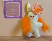 toy bunny kids toys wool felt plush rabbit orange / stuffed animal gift for a girl little girls