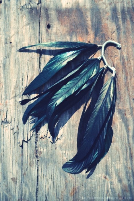 Raven Black Crow Feather Ear Cuff