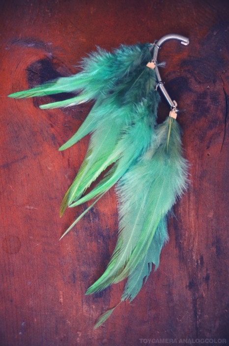 Mint Eclipse Feather Ear Cuff