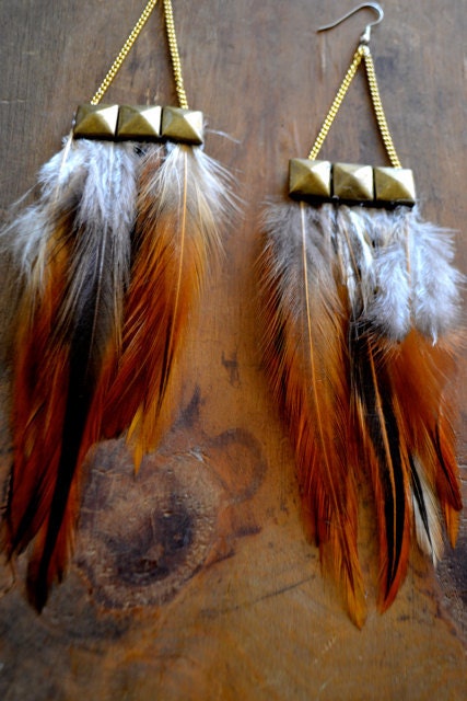 Pyramid Feather Earrings