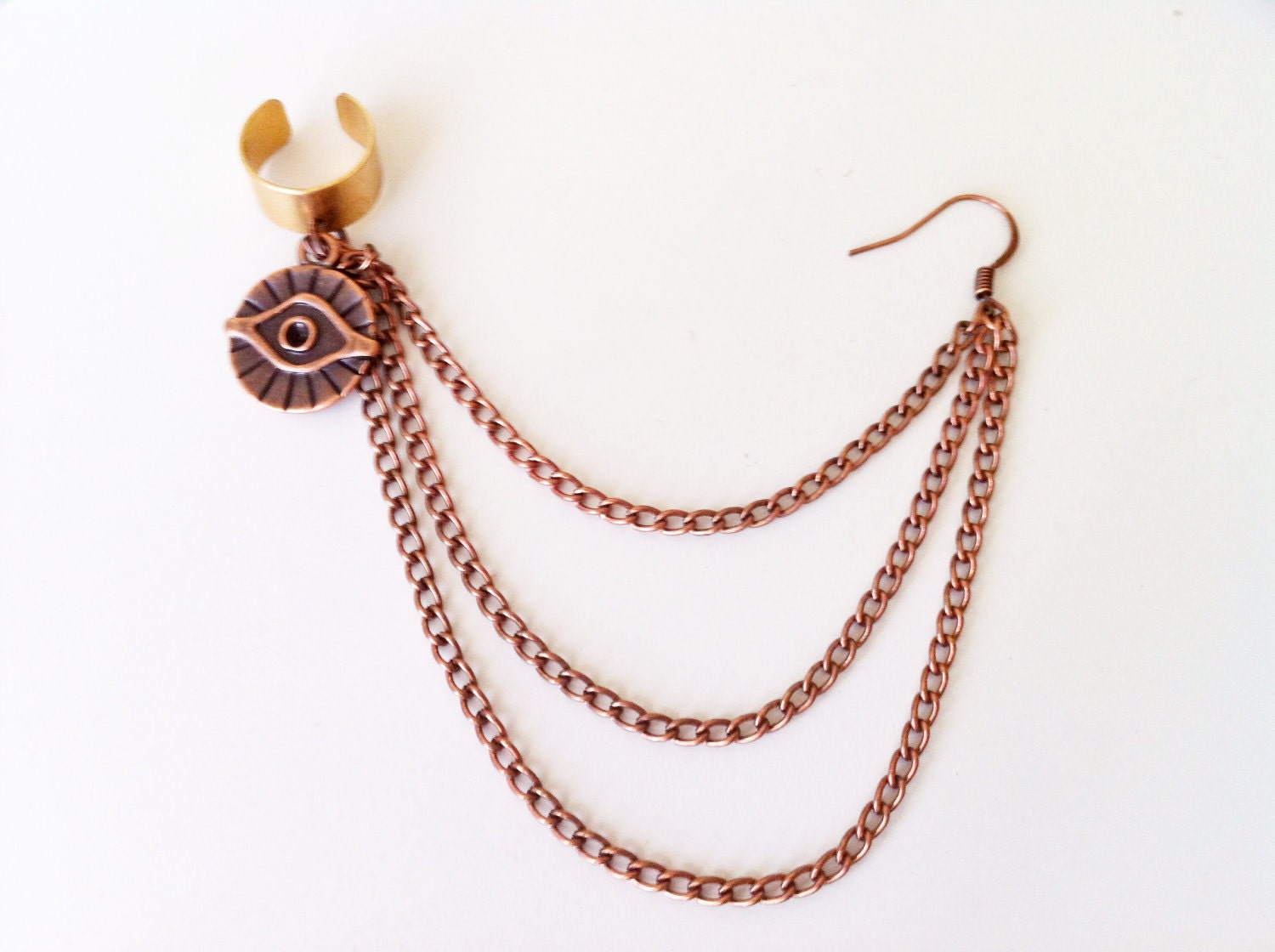 All Seeing Eye Brass Chain Ear Cuff