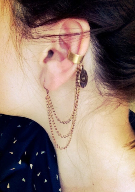 All Seeing Eye Brass Chain Ear Cuff