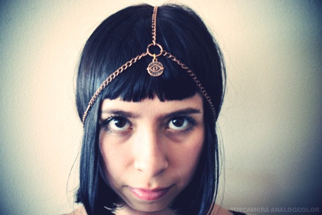 All Seeing Eye Brass Headpiece, Headchain, Boho Headchain, Gypsy Jewelry, Hipster Headband