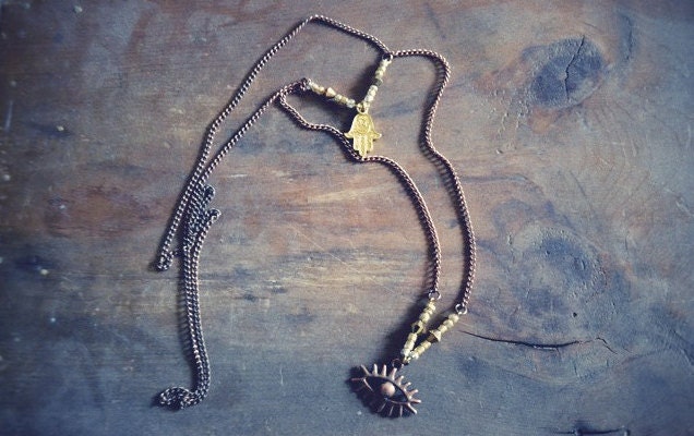 All Seeing Eye Brass Necklace