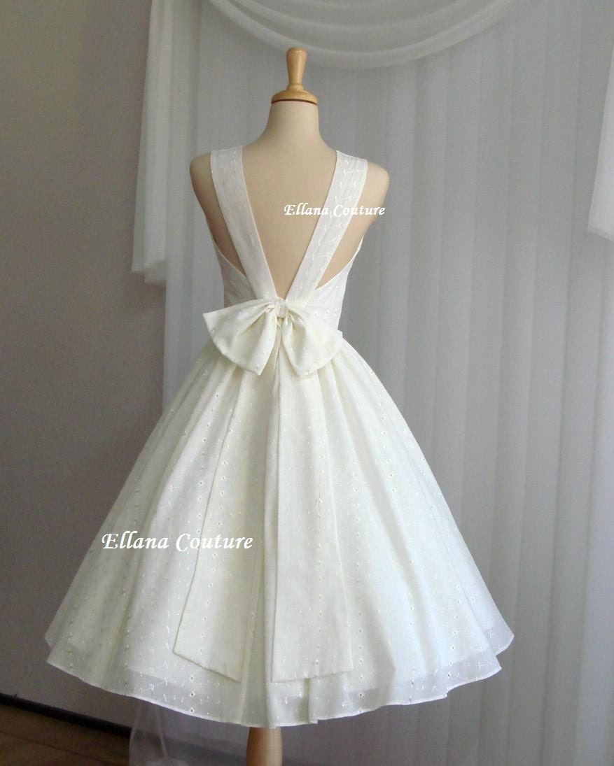 Maggie - Buttercream Eyelet Cotton Wedding Dress. Also Available in White.