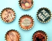 Baseball - Vintage Images - Handmade Bottle Cap Magnet Set