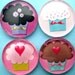 Cupcake Magnets - Pink and Purple - Inch Circle Glass