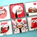 Owls in Love Magnet Set - Inch Square Glass - Valentine's Day