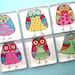 Doodled Owl Magnets - Colorful - One Inch Glass Sqaures - Set of Six