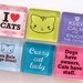 Cat Magnets - Glass Magnets - Set of Six 1 Inch Square Strong Magnets