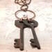 Neckalce - Vintage Skeleton Key Necklace with Pearl Teardrop - The Keys to the City