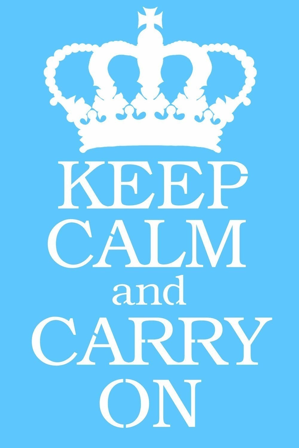 Keep Calm and Carry On Crown Reusable Stencil - for fabric, wood, paper, canvas, walls - 5.25x9