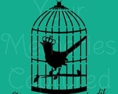 A Little Bird Told Me French Shabby Chic Birdcage Reusable Stencil  - for fabric, wood, paper, canvas, walls - 7.5x9