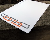 Personalized Flat Note Cards Orange and Gray Geometric