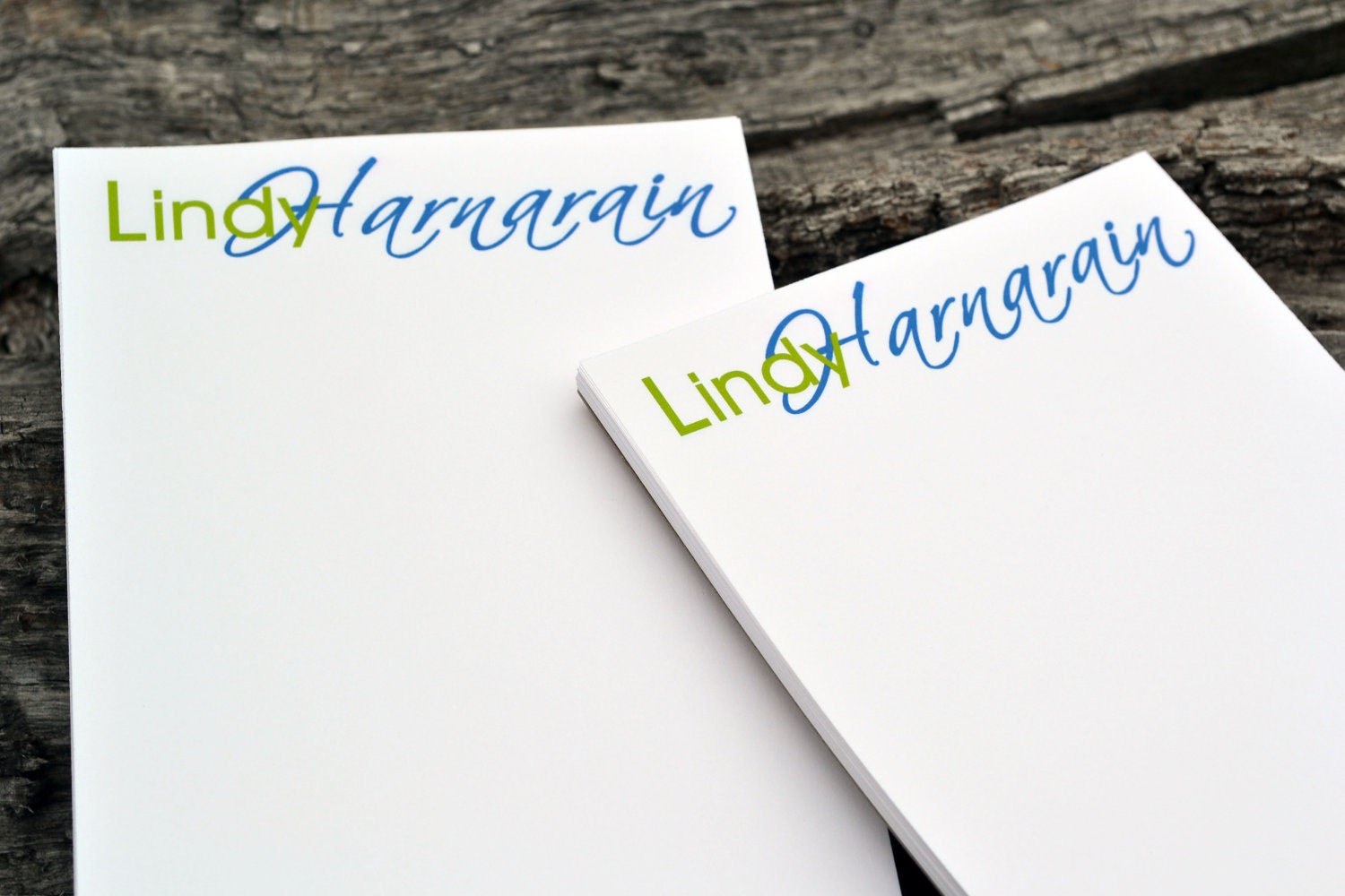 Personalized Notepads Set of 2 Fancy Script Design
