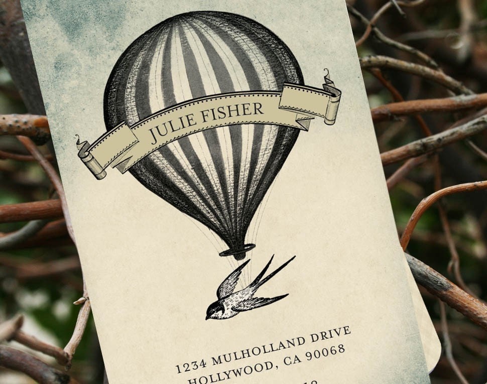 Calling Cards - Business Cards - Etsy Store cards- 250 Personalized Hot Air Balloon Sparrow
