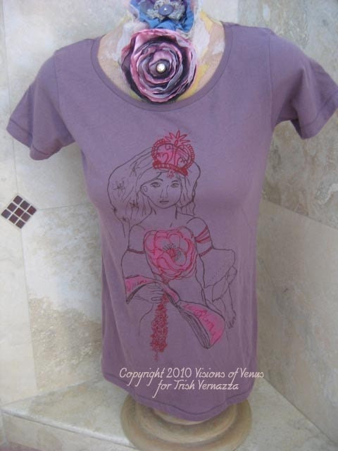 SALE  Venus Dreams in Bloom,  Mulberry Organic Eco Friendly Tshirt
