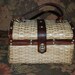 Vintage 1950's Woven Basket Weave and Leather Box Style Handbag British Hong Kong