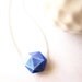 Geometric Necklace - Vintage Bead, Triangle, Sterling Silver, Nickel Free Jewelry, Simple, Blue Jewellery