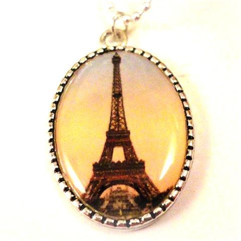 Paris Necklace Eiffel Tower Necklace Paris Pendant Necklace Photo Art Necklace Paris Jewelry - pink80sgirl