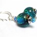 Azure Blue Glass Bead Earrings, Blue Dichroic Glass Earrings, Turquoise Blue Crystal Earrings, Beadwork Earrings - Spring Fling
