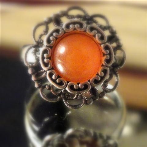 Sun and Moon Ring Orange Harvest Moon Adjustable