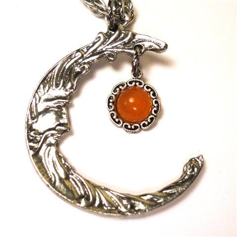 Crescent Moon Necklace Moon Pendant Long Chain Necklace Celestial Jewelry - Triple Goddess