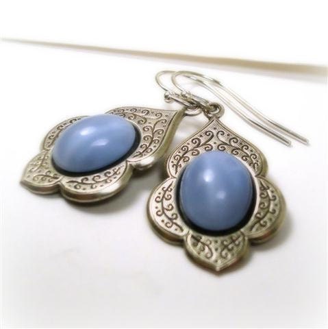 Blue Moonstone Earrings Moonstone Jewelry Silver Filigree Jewelry Ear Rings Sister, Mother, Wife, Daughter