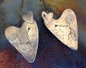 Spiraling Hearts, Handforged Silver Earrings by Trish Vernazza