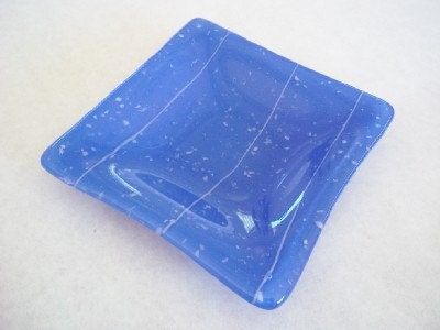 DISH - Sailor Blue Fused Glass Dish, Soap Dish, Ring Dish, Jewelry Dish