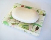 CLEARANCE SALE SOAP Dish - Summer Wildflowers Large Fused Glass Soap Dish